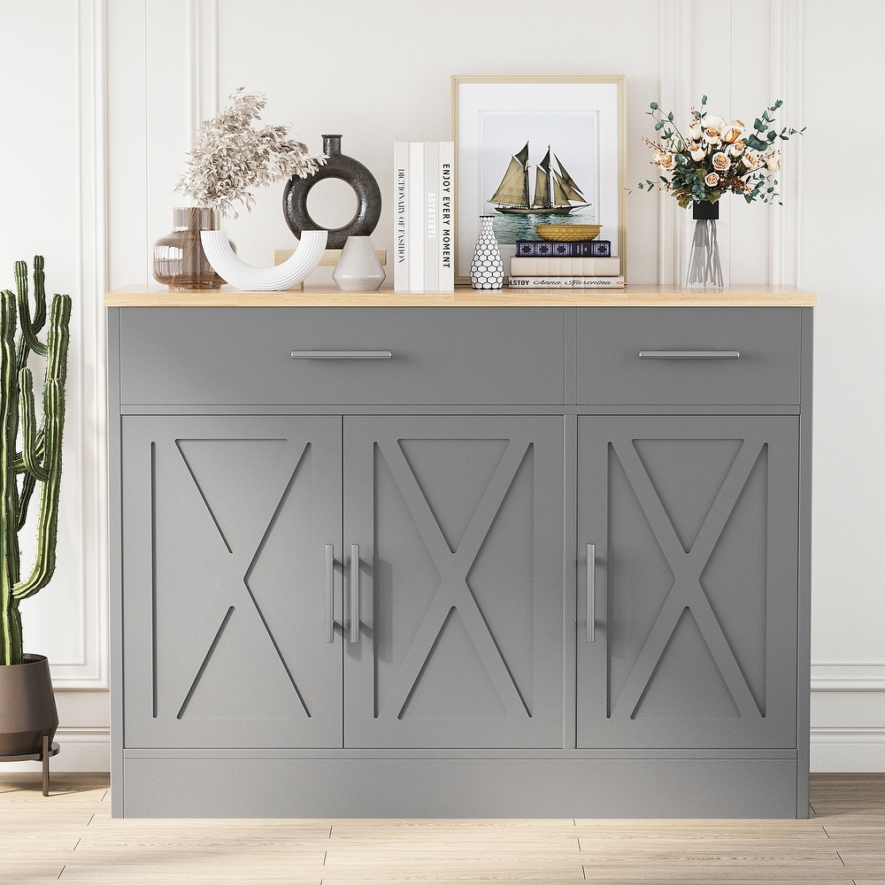 Farmhouse 3-Door Kitchen Sideboard Storage Cabinet