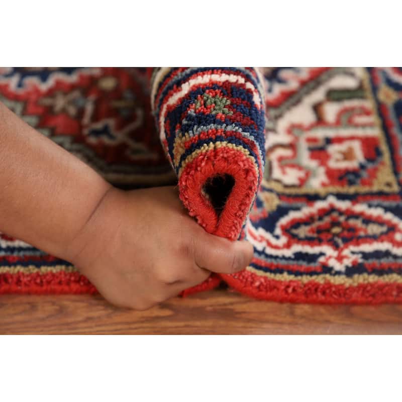 Geometric Heriz Serapi Accent Rug Hand-Knotted Foyer Wool Carpet - 2'0" x 3'0"