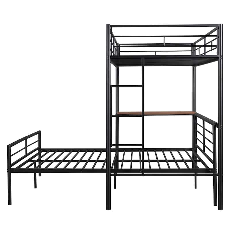 Twin Over Full Metal Bunk Bed with Desk