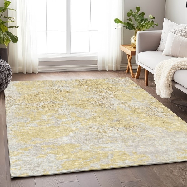 slide 2 of 7, Premium Washable Super Soft Vintage Trellis Mayfield Rug Gold - 10' x 14' - Rectangle