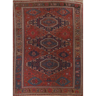 Pre-1900 Antique Sumak Persian Area Rug Flatweave Wool Carpet - 7'7"x 9'10"