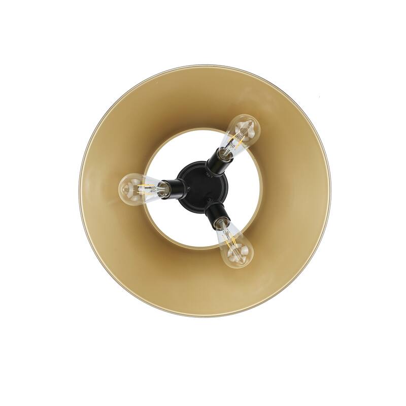 Yep by Golden Lighting Orwell 3-light Flush Mount in Matte Black and Brushed Champagne Brass shade