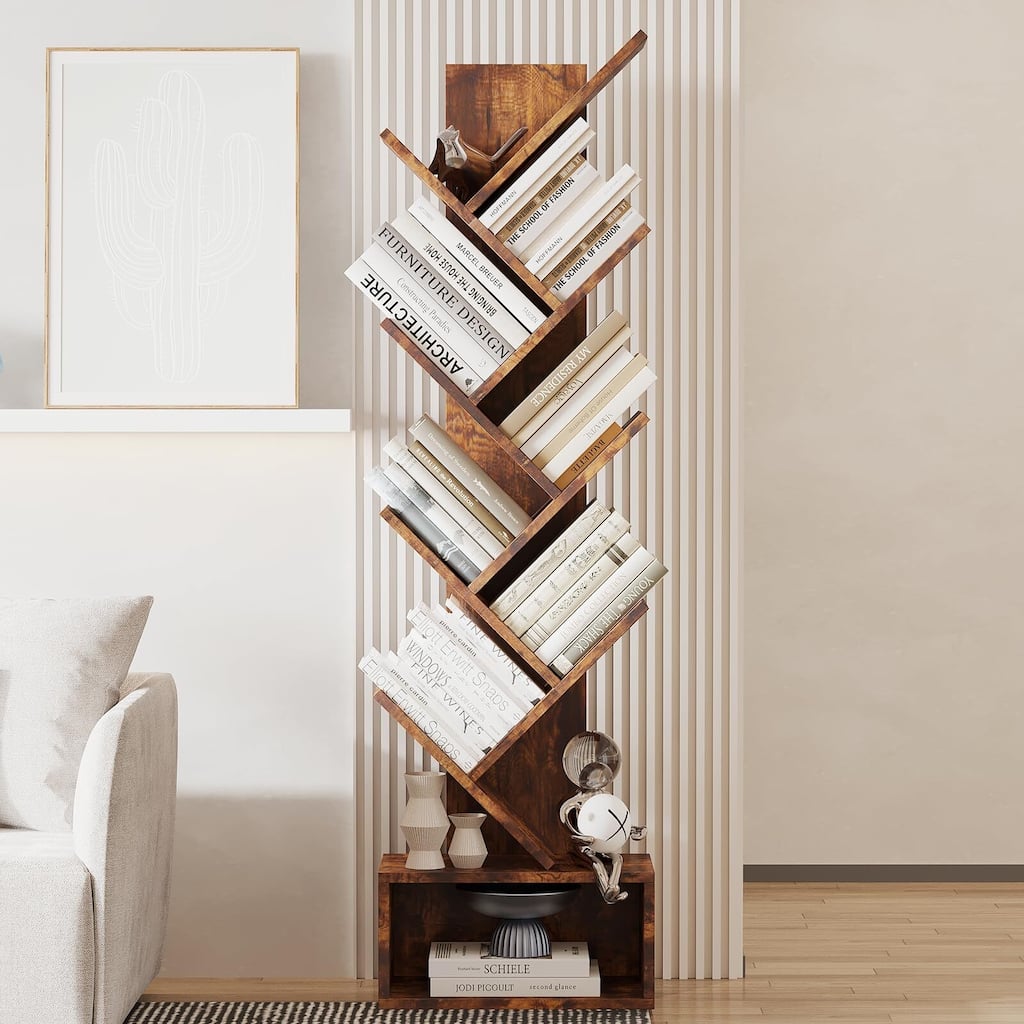 8-Tier Tree Bookshelf with Storage