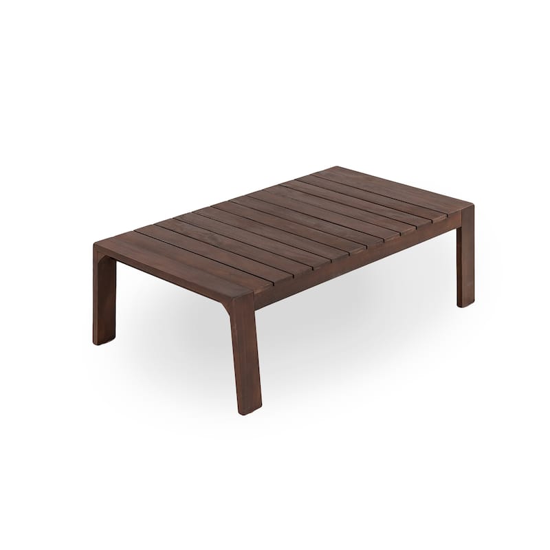 Scott Living Doris 4 Piece Outdoor Slat Design Acacia Wood Upholstered Seating Set