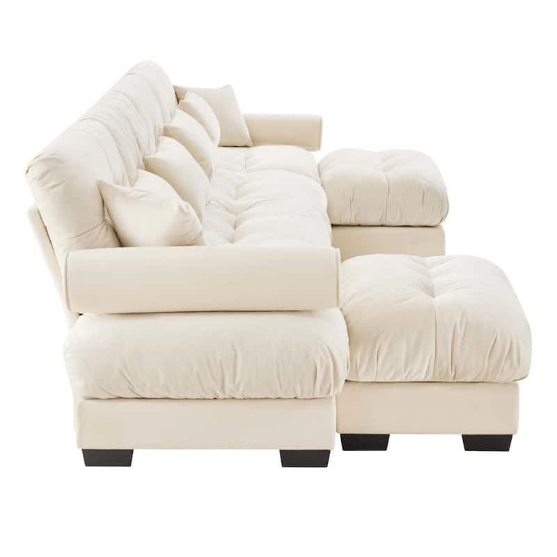 166" Modular U-shaped Sectional Sofa Cloud Couch with Movable Ottomans