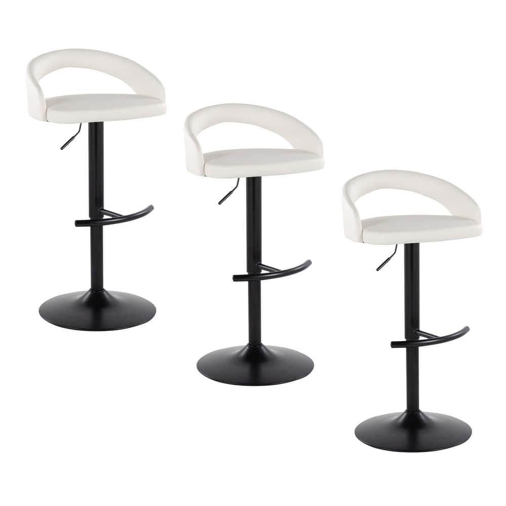 Grotto Upholstered Adjustable Barstool with Black Metal - Set Of 3