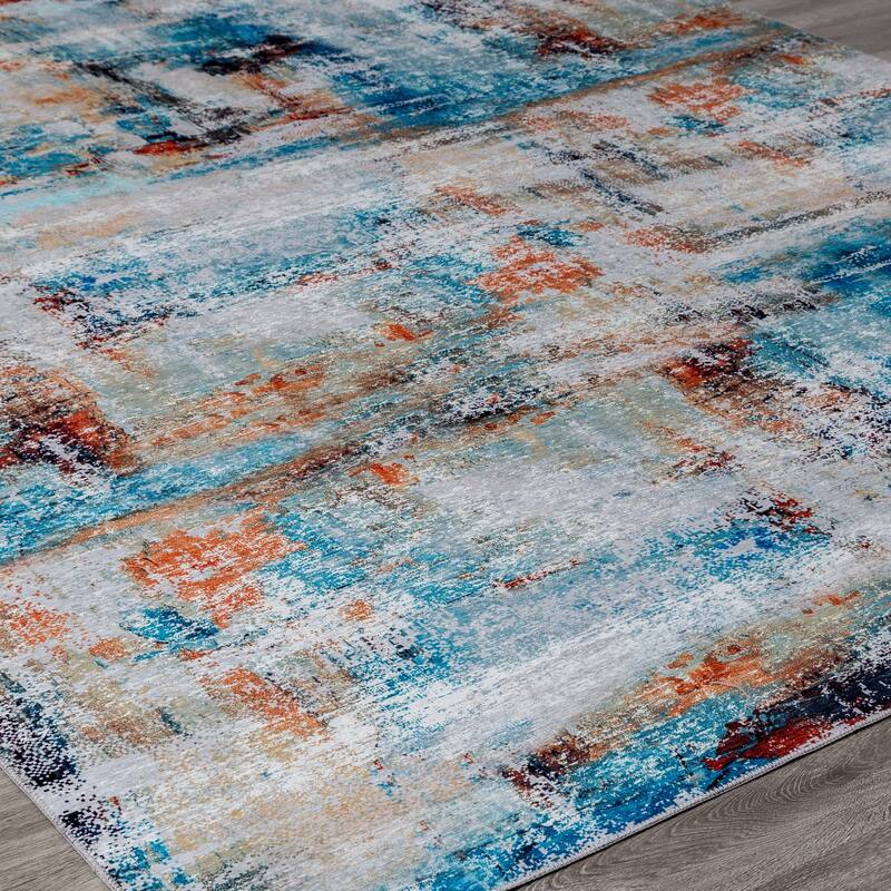 Abstract Blue Area Rug