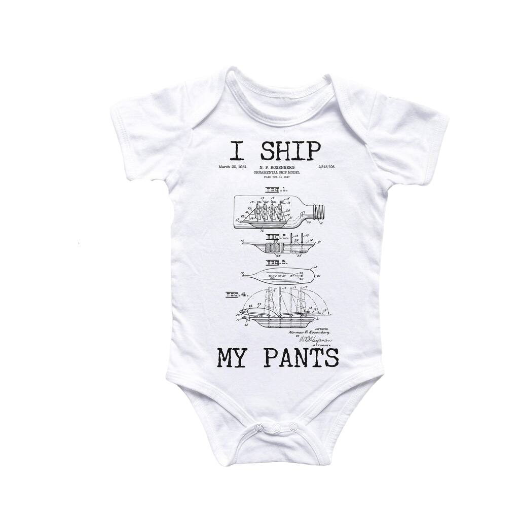 Boat Patent Ship - Baby Boy Girl Clothes Infant Bodysuit Funny Cute Newborn