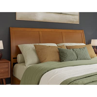 King Sleigh Solid Wood Panel Headboard in Light Toffee with Curved Design and Modern Sleigh Style