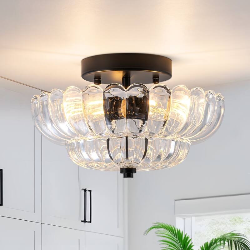 Starsky Modern 3-light Glass Semi Flush Mount - N/A - Clear