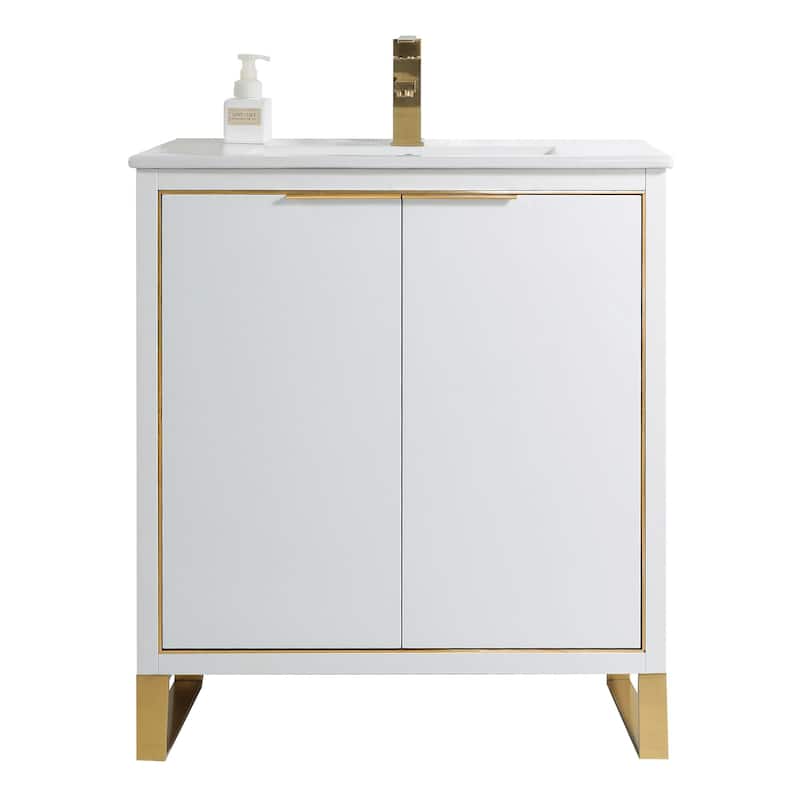 Fine Fixtures Opulence Collection Bathroom Vanity with White Ceramic Sink