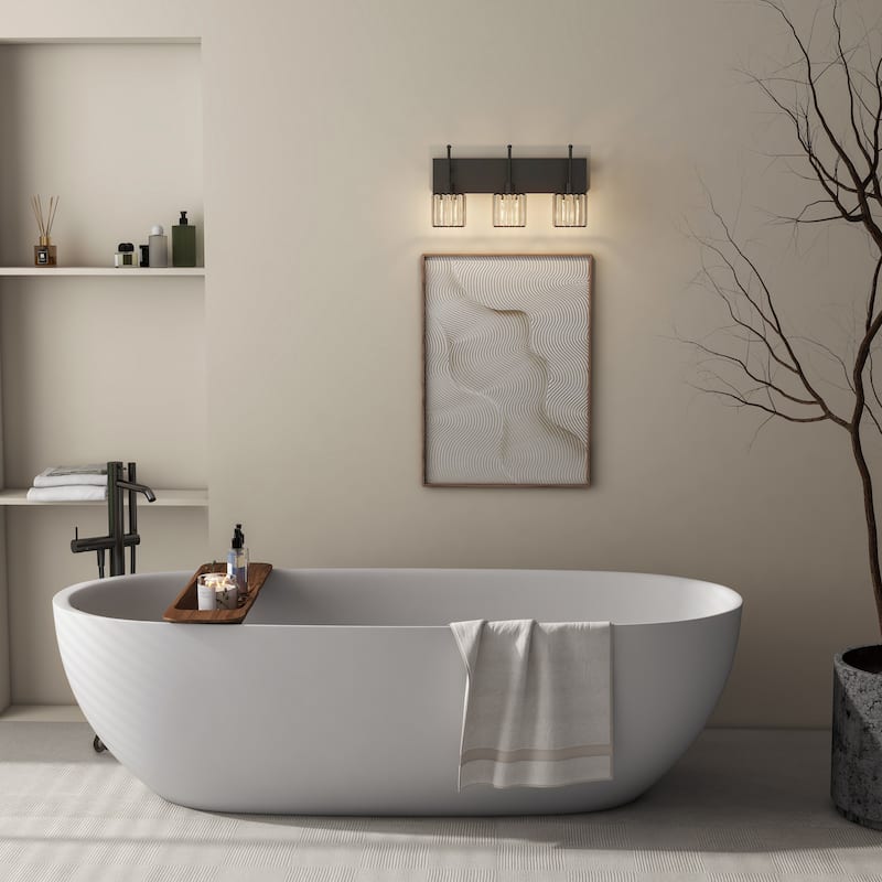 3-light Glass Rectangular Bathroom Vanity Light Wall Light