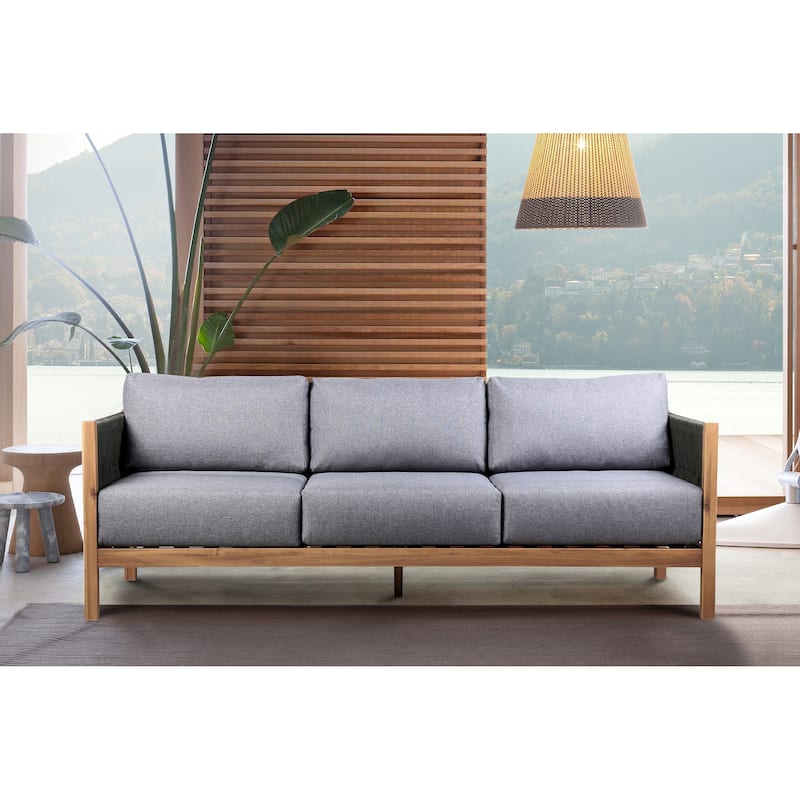 Sienna Eucalyptus Solid Wood and Rope 81" All Weather Patio Outdoor Sofa