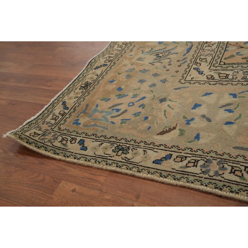 Hand Knotted Oriental 100% Wool Carpet Traditional All-Over Oranges & Rust Tabriz Area Rug - 12' 3'' X 10' 0''