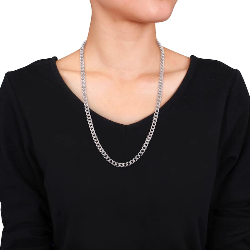 Miadora Sterling Silver Curb Link Necklace