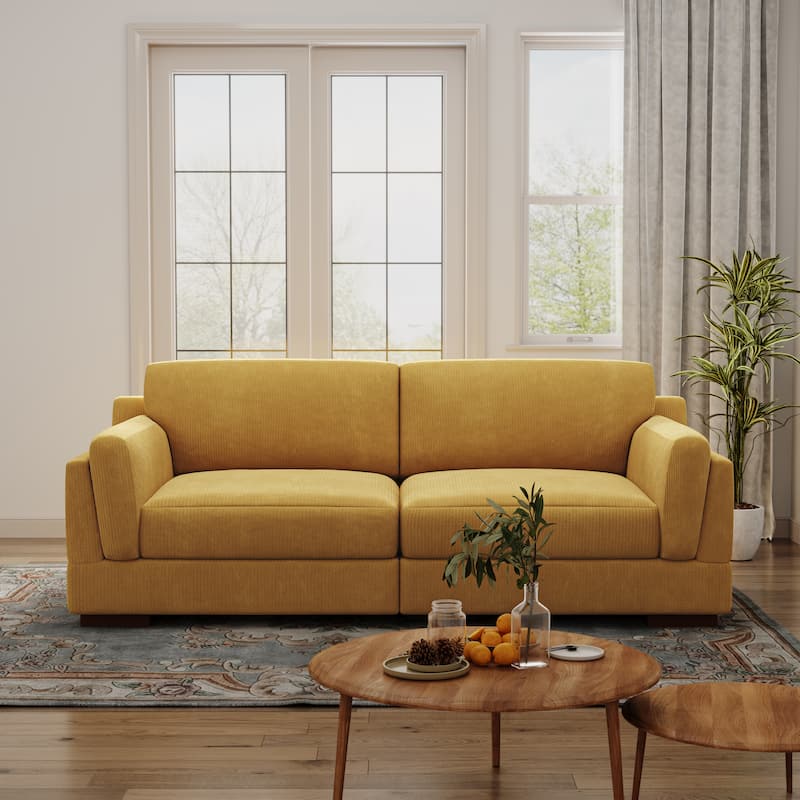 90.2"W Corduroy Upholstered Living Room Sofa