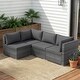 preview thumbnail 1 of 24, 4-Piece Oversized Outdoor Modular Sofa Set, 27.5" Wide Wicker Patio Conversation Set with 4-Inch Thick Cushions Dark Gray Cushion/Gray Frame