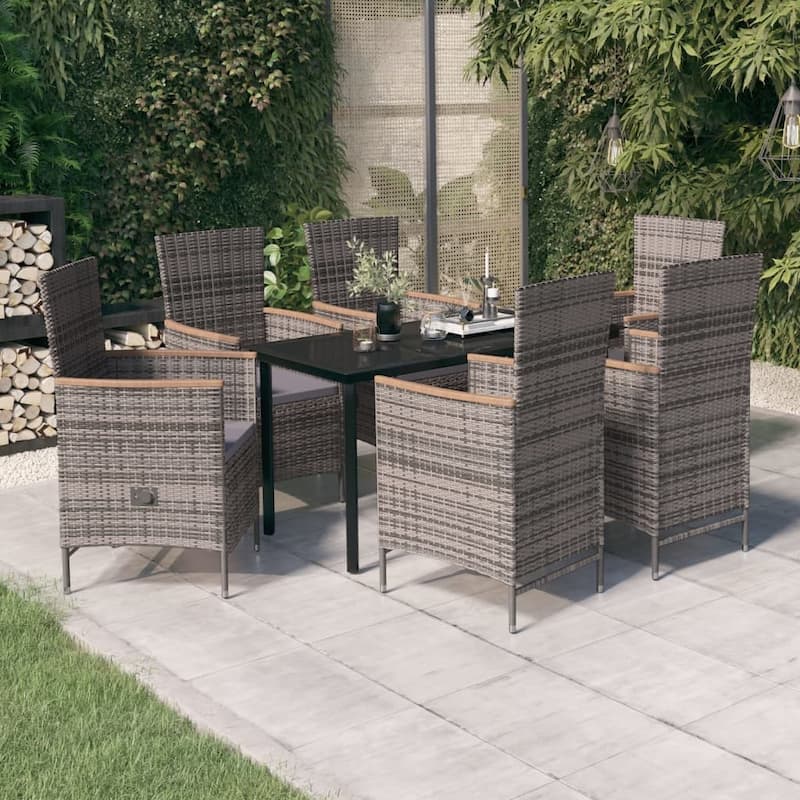 vidaXL Patio Dining Set 3/5/7 Piece Multi Colors 31.5"/55.1" Table Length - Grey 55.1" x 27.6" x 29.1" 7 Piece