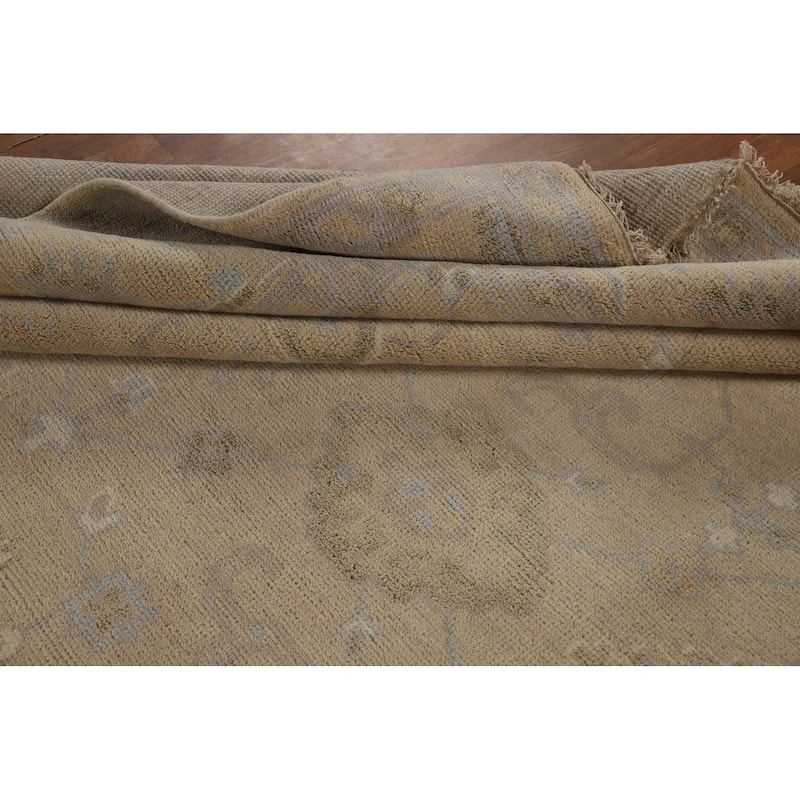 Earth Tone Oushak Area Rug Hand-Knotted Wool Carpet - 8'0"x 9'10"