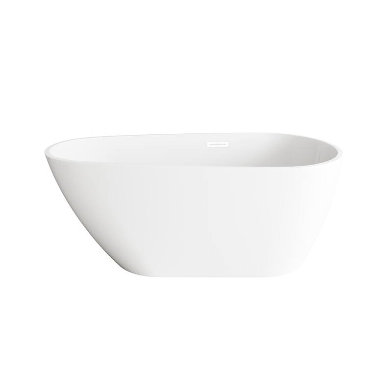 Hillary Bathtub in Glossy White - Glossy White with Polished White Trim - 59"