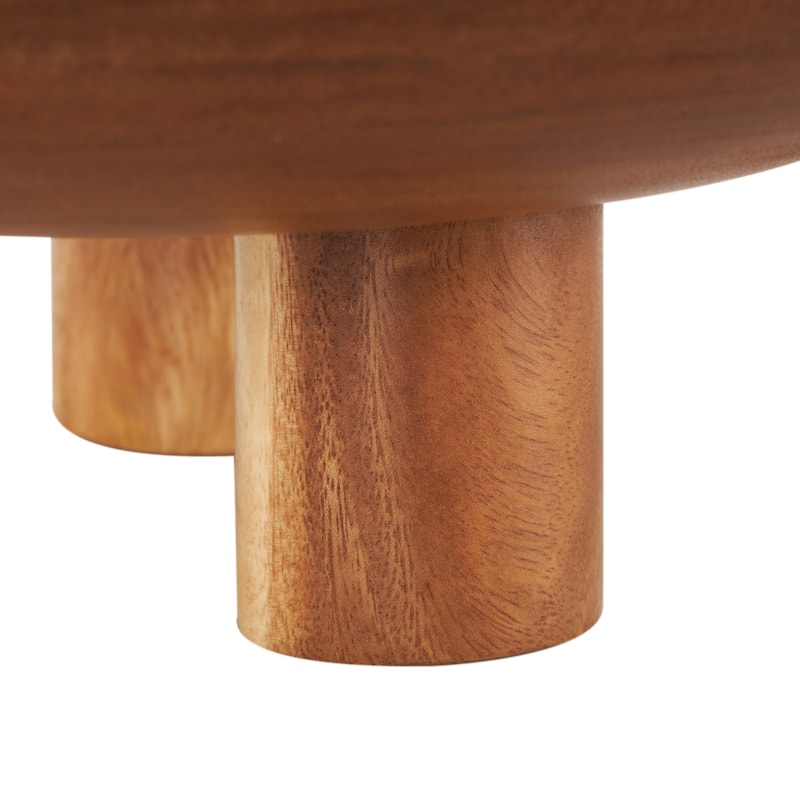 Teak Wood Handmade Round Decorative Bowl with Peg Legs - Brown - Roche River Decor - 17"W x 17"L x 6"H