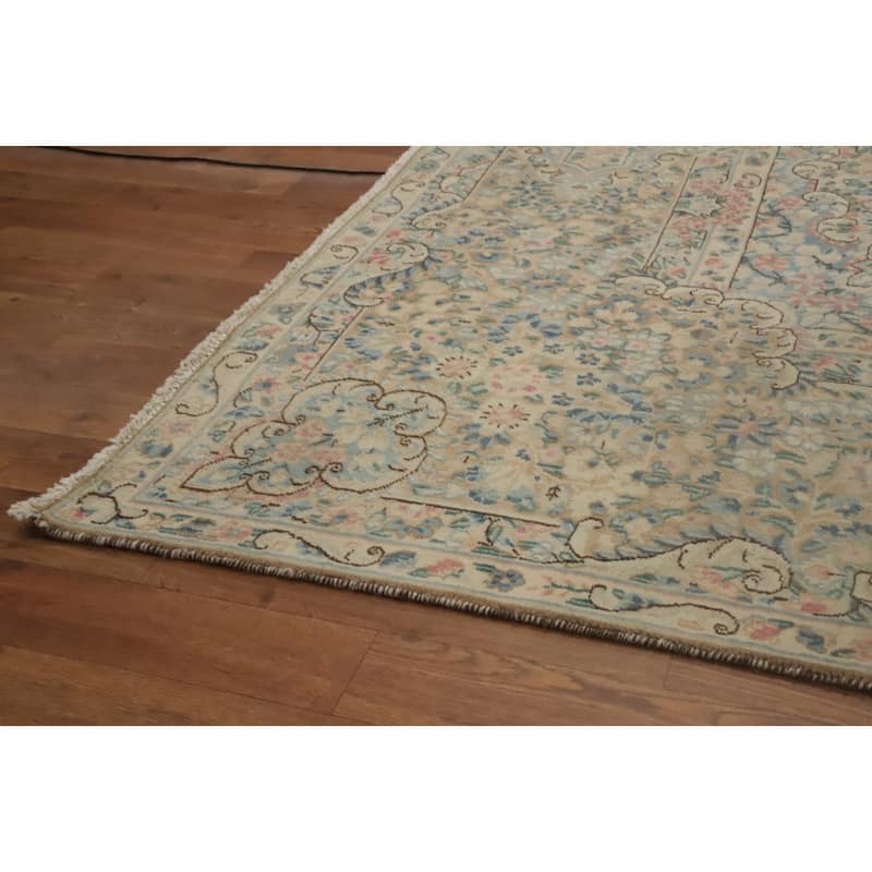 Hand Knotted Oriental 100% Wool Carpet Traditional Floral Brown Kerman Area Rug - 11' 11'' X 9' 6''