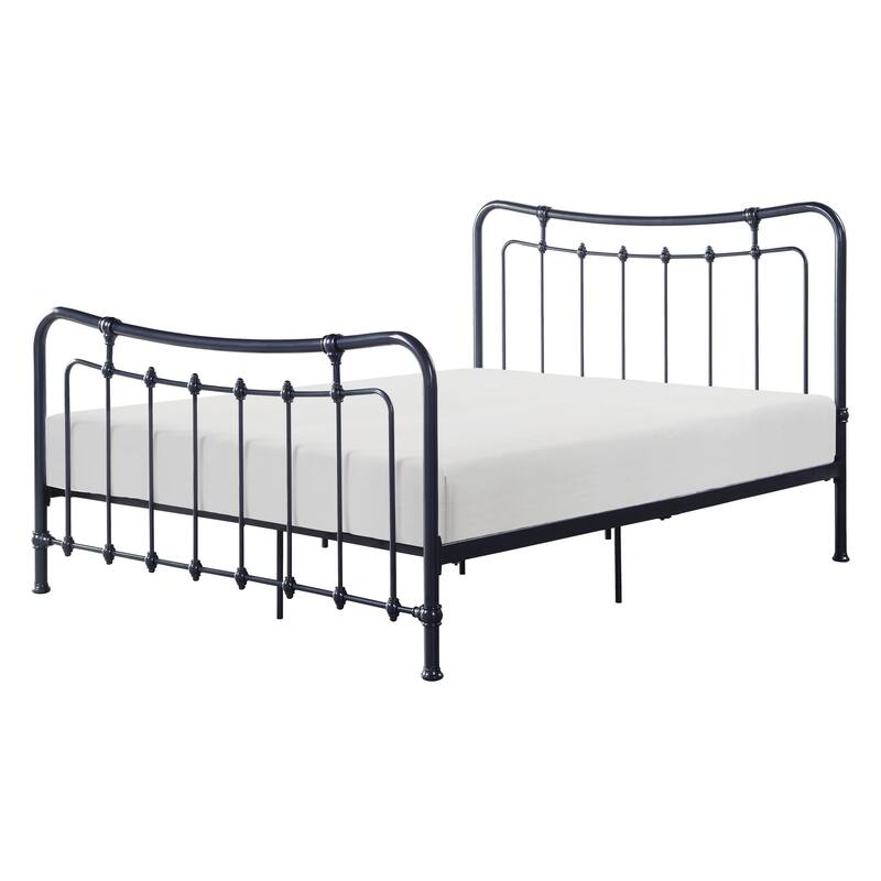 Engel Twin Size Bed, Metal Frame in Gunmetal Finish, Traditional Joining