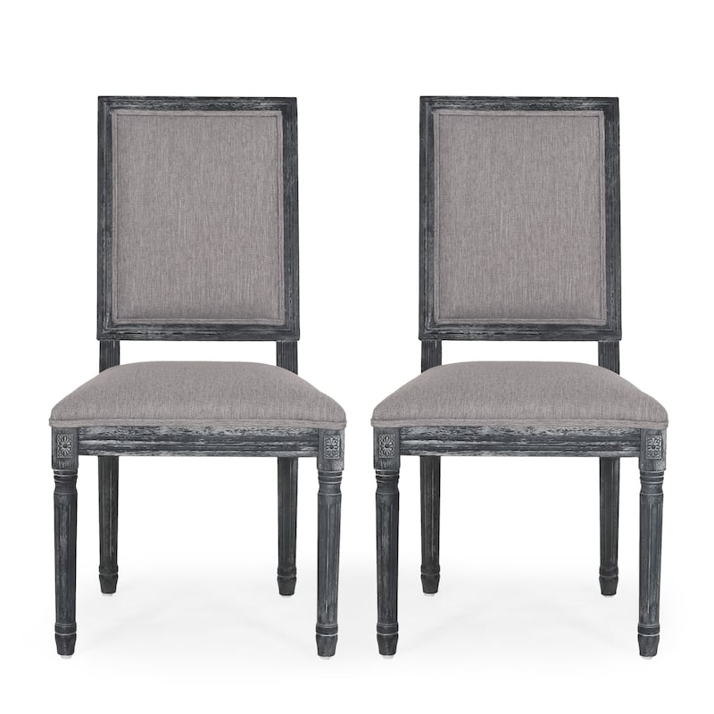 Country Dining Chairs Set of 2, Living Room Dining Chairs with Rectangle Rattan Back, Solid Wood Legs, French Bistro Chairs