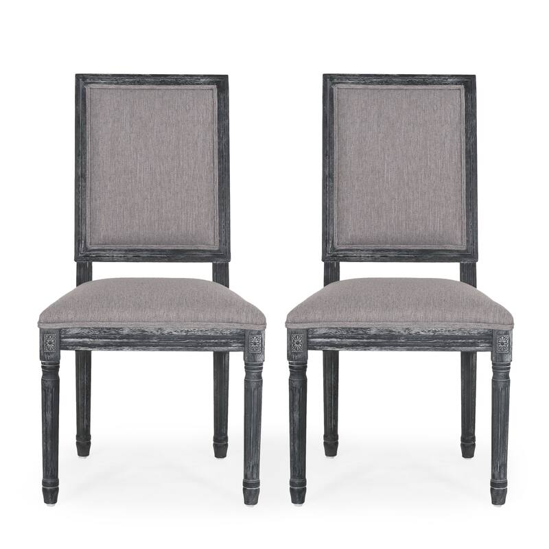 Grey Accent Chair Vanity Chair with Wood Frame, Vintage Upholstered Chair Dressing Chair Office Chair Set of 2