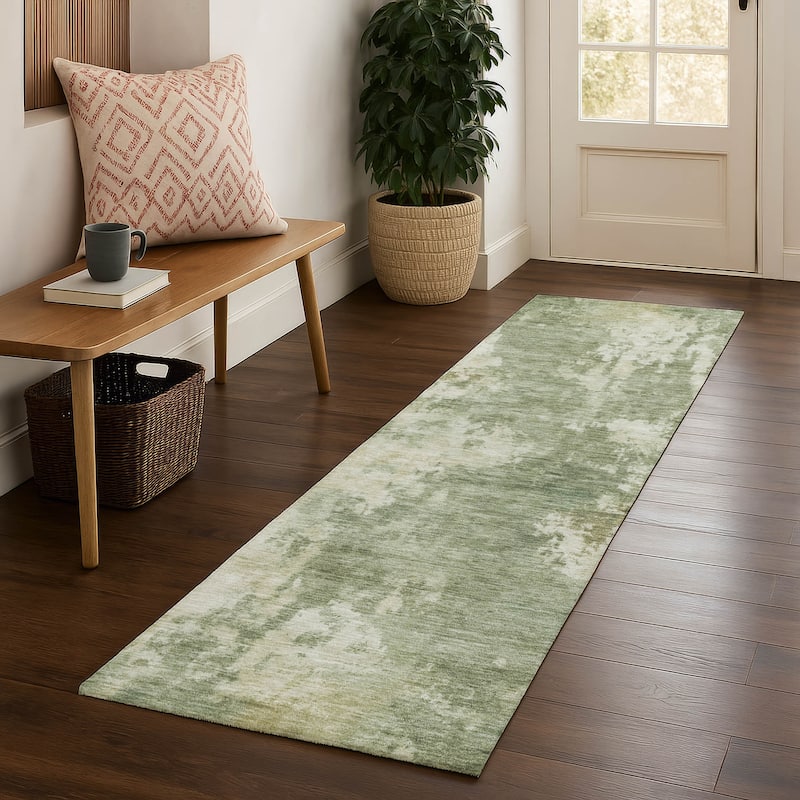Premium Washable Super Soft Abstract Casual Mayfield Rug - Sage - 2'3" x 7'6"