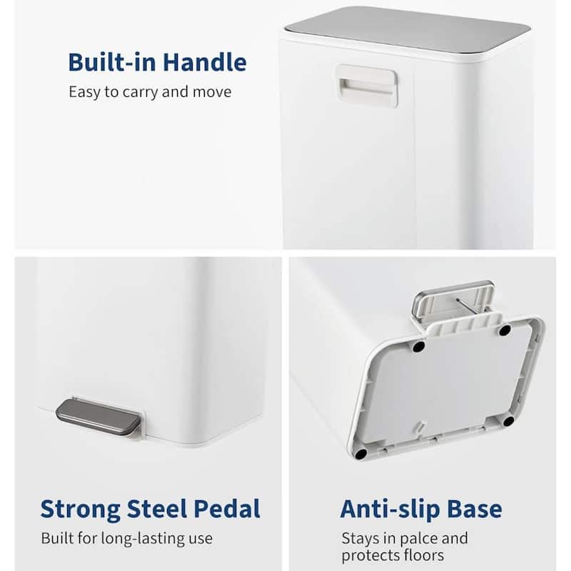 18L Soft-Close Lid Compact Stainless Steel Trash Can for Kitchen, Bathroom