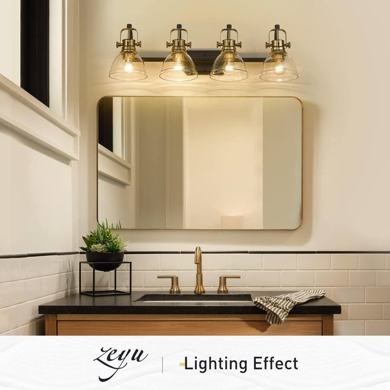 4Light Modern Bathroom Vanity Light with Clear Glass Shade On Sale