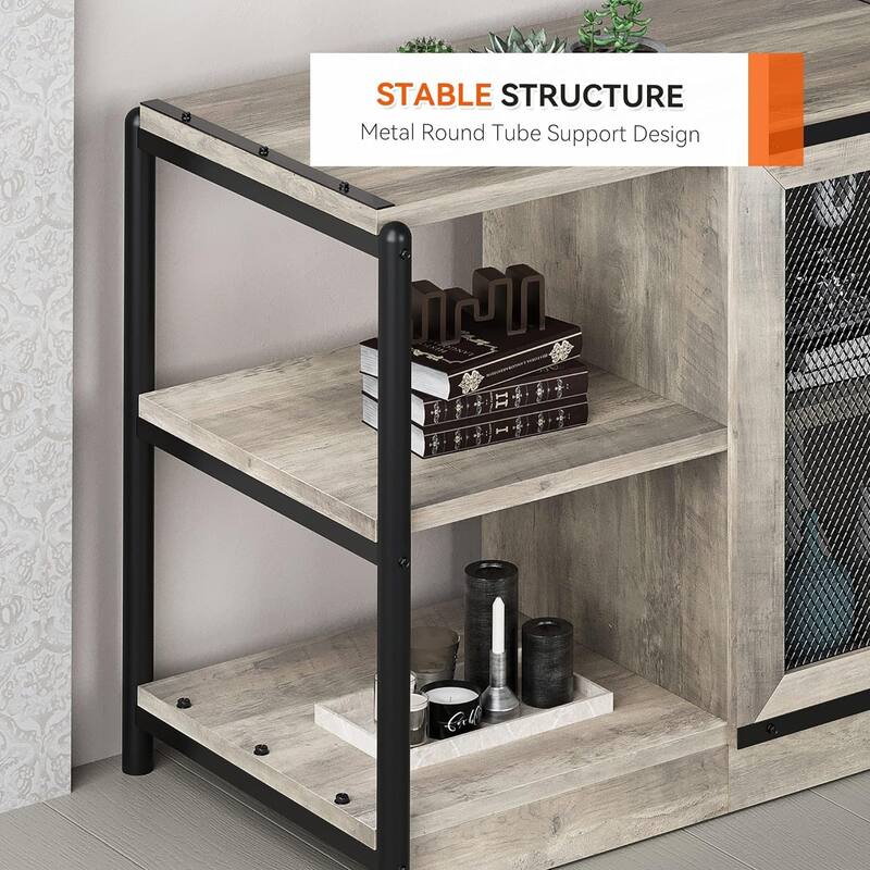 Entertainment Center TV Media Console Cabinet with Mesh Door - 18.3"D x 63"W x 25"H
