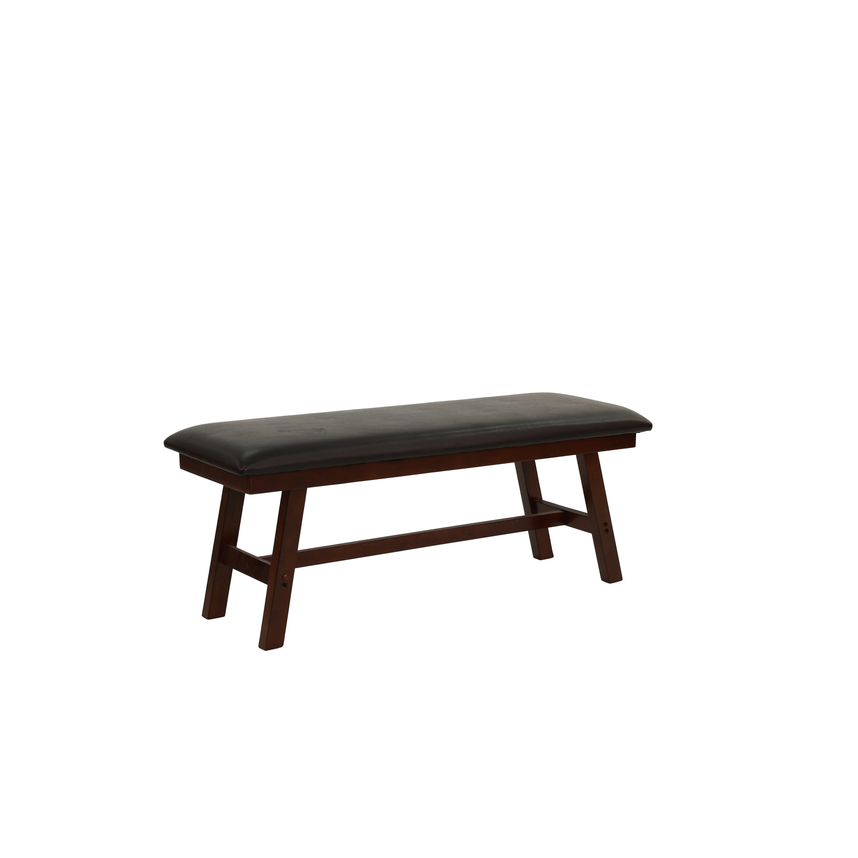 Modern Dining Bench Upholstered Faux Leather Cushion Seat with Solid Wood Legs Kitchen Bench