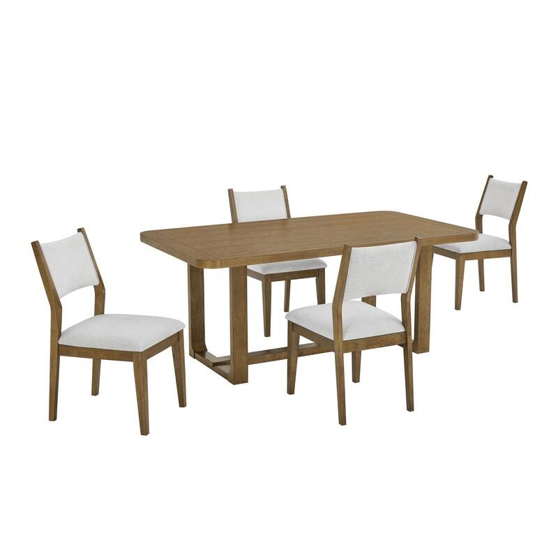 Darla 5Pc 72"W Rectangular Walnut Oak Finish Sled Dining Set