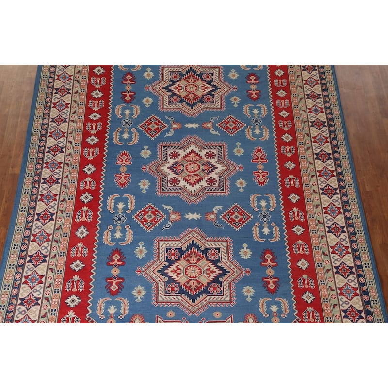 Blue Kazak Oriental Area Rug Wool Carpet - 8'2" x 11'9"