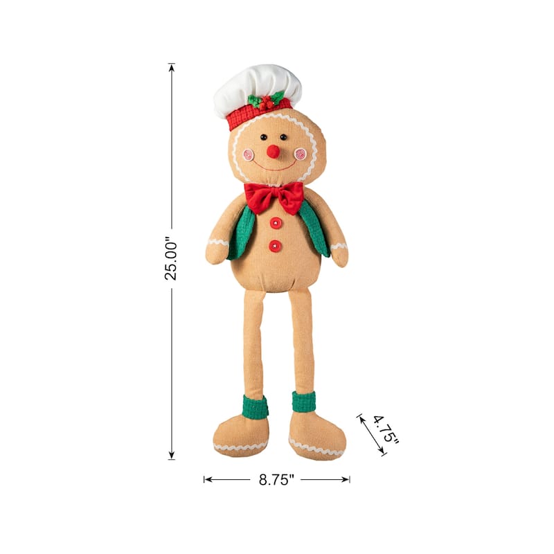 Glitzhome 39"H Telescoped Fabric Christmas Gingerbread Man Home Decor