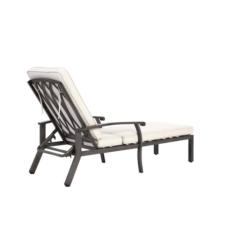 Adjustable Reclining Aluminum Chaise Lounge with Wheels for Poolside Patio Outdoor Navy Blue Rust-Resistant