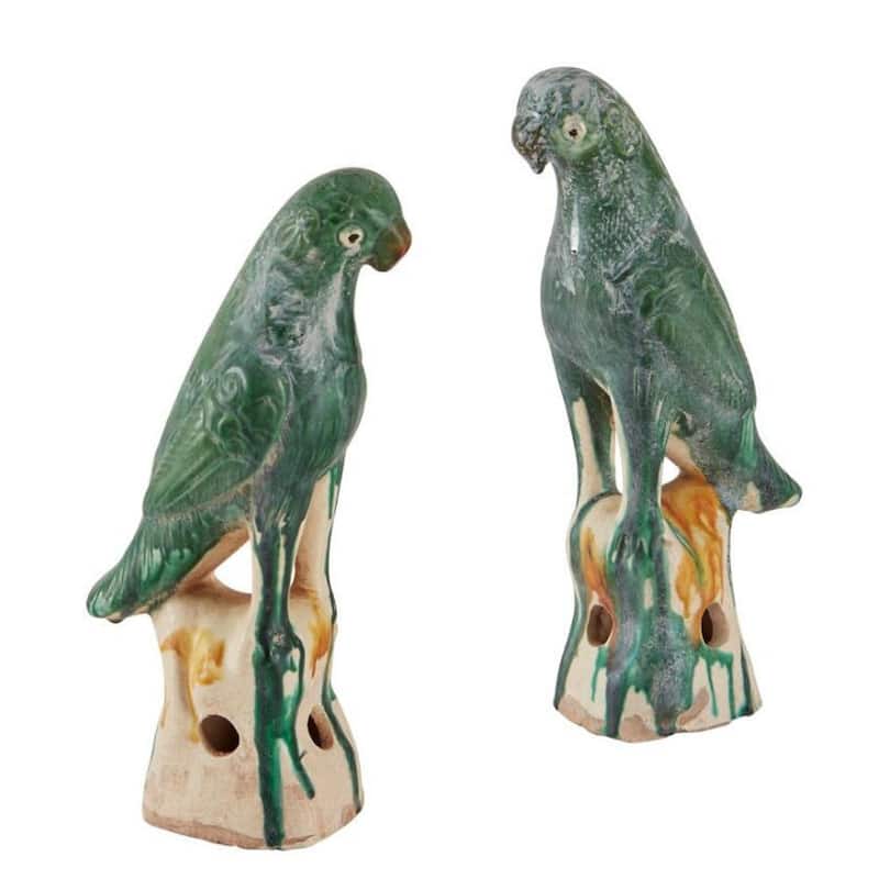 Artissance 10" H Green Terra Cotta Glazed Parrot - Medium, Home Decor - N/A - Green