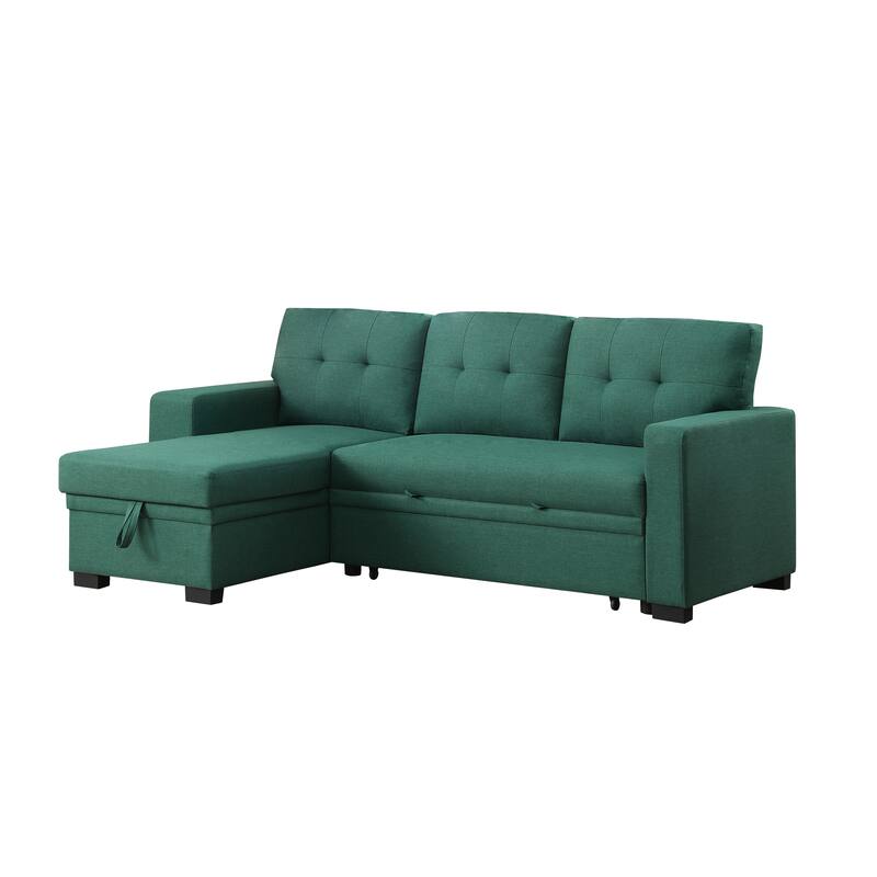 3 - Piece Green Linen Upholstered Sectional Sofa