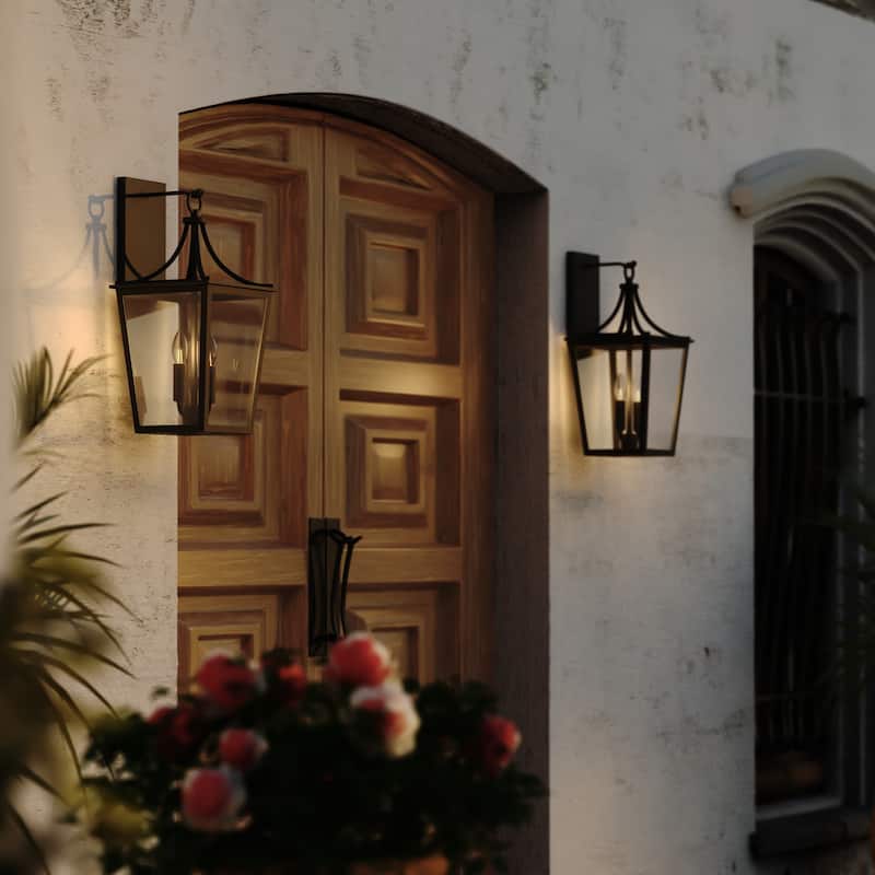 VAXCEL Cottage Grove 1-Light Matte Black Outdoor Wall Sconce made of Durable Metal, Clear Glass Shade, LED Compatible