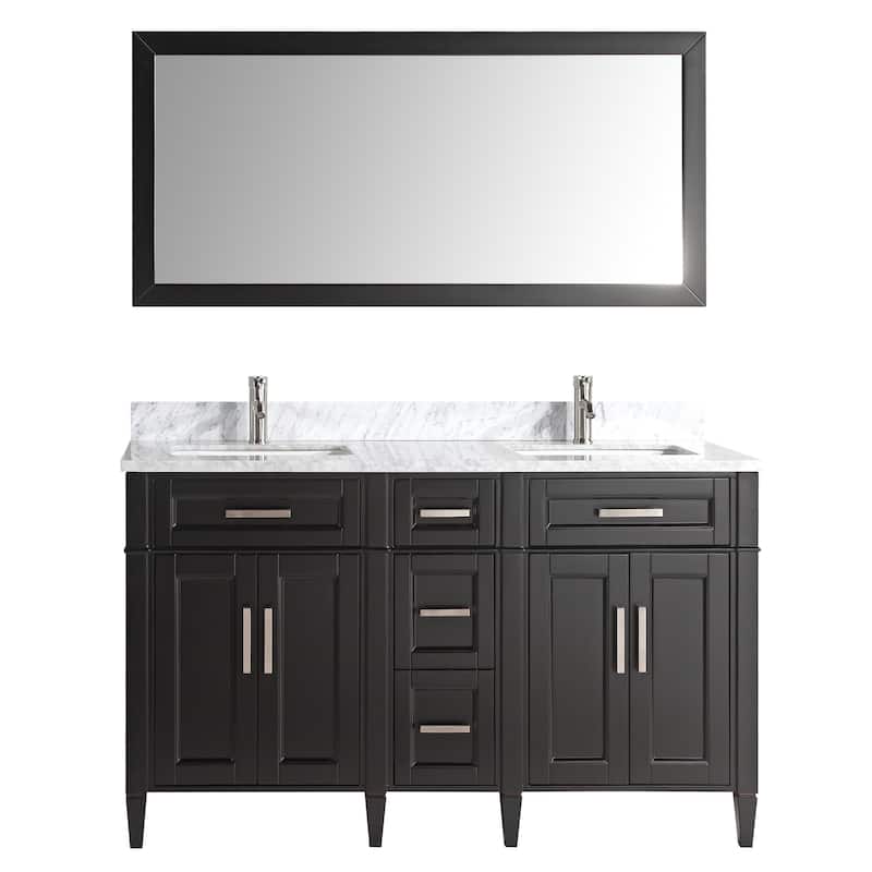 Vanity Art 60 in. Modern Double Sink Bathroom Vanity with Top and Mirror