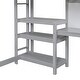 preview thumbnail 7 of 34, Wood Twin/Full Size High Loft Bed with Built-in Desk and 3-Storage Shelves, Solid Wood Loftbed Frame with Ladder and Guardrail