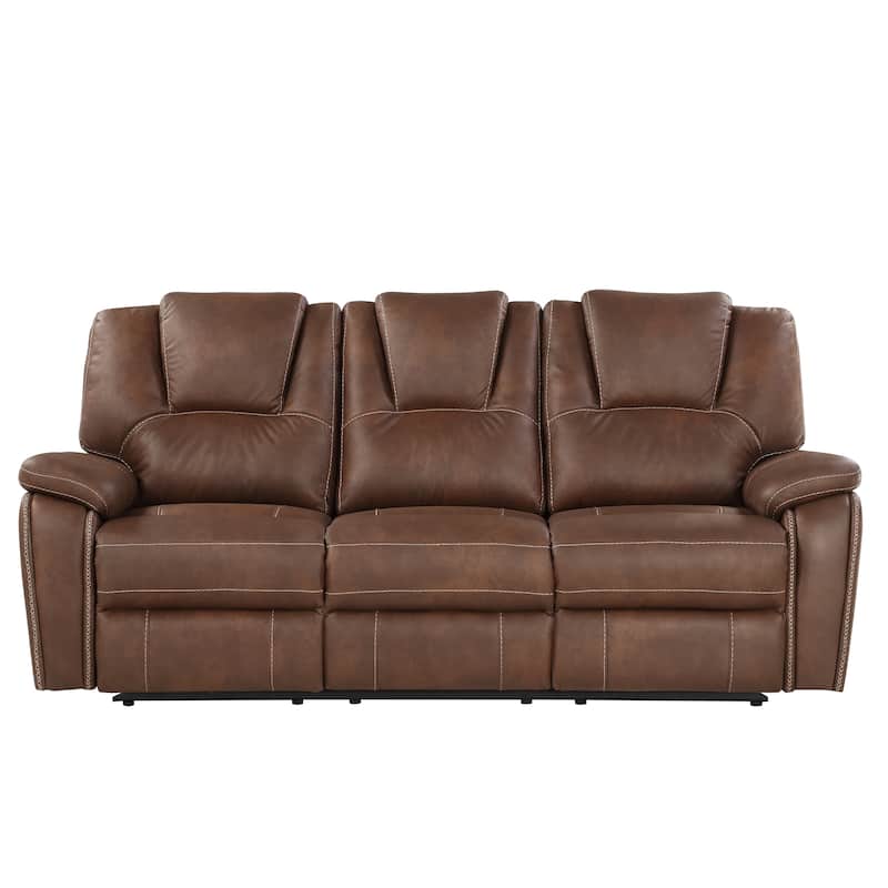 Steve Silver Kameryn Faux Leather Manual Reclining Sofa - Brown