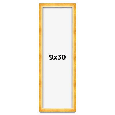 9x30 Shadow Box Frame Gold | 1.625 Inches Deep Real Wood Traditional