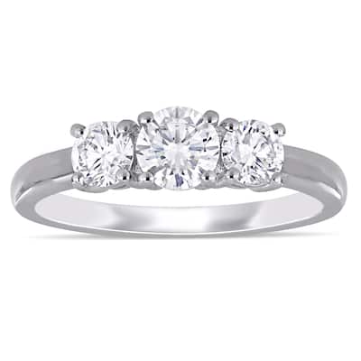 Miadora 1ct TW Lab Grown Diamond 3-Stone Engagement Ring 14k White Gold