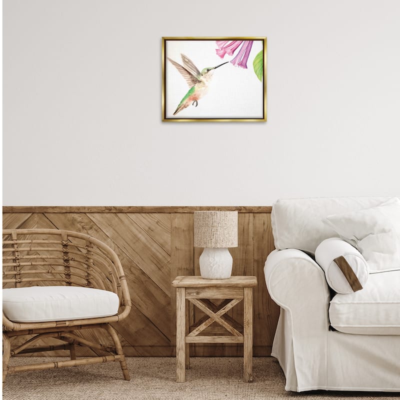 Stupell Hummingbird & Bluebell Flower Framed Floater Canvas Wall Art Design By Stephanie Fielden