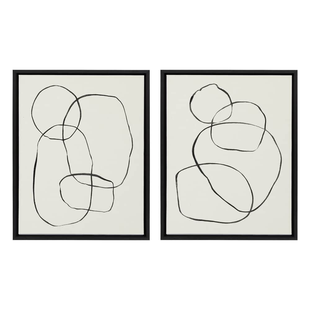 Kate and Laurel Sylvie Modern Circles Framed Canvas Set by Teju Reval