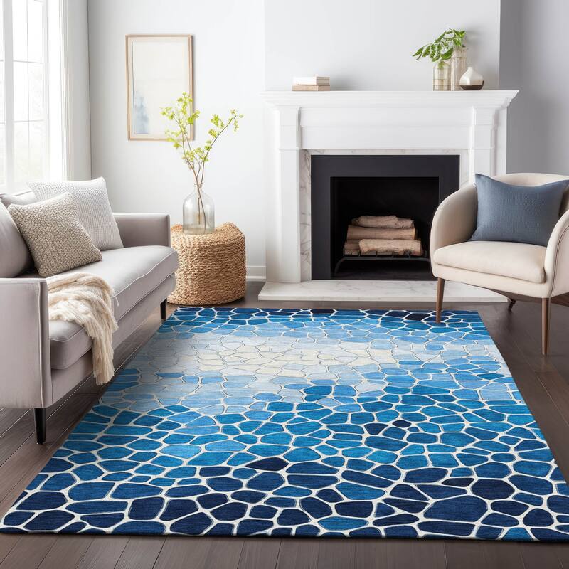 Machine Washable Indoor/Outdoor Contemporary Ombre Chantille Rug