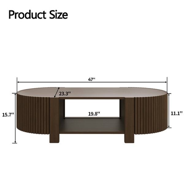 Oval Fluted Coffee Table with Storage for Living Room - Bed Bath ...